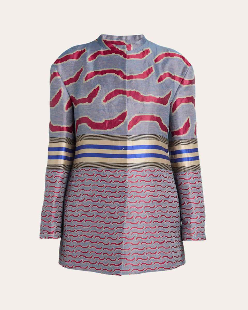 Pattern Jacquard Single-Breasted Jacket